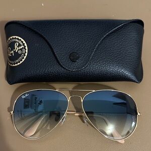 Ray-Ban Blue Aviator Gold Frame Shades